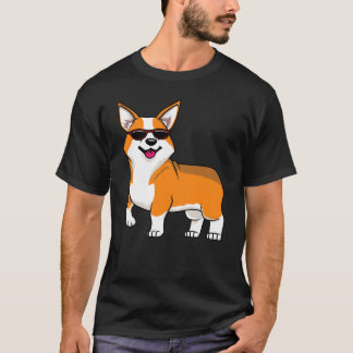 Camiseta Lindo perro Corgi con gafas de sol