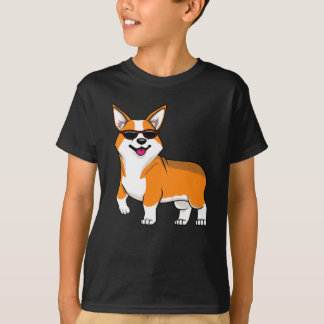Camiseta Lindo perro Corgi con gafas de sol