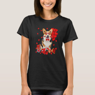 Camiseta Lindo perro Corgi divertido corazón Día de San Val