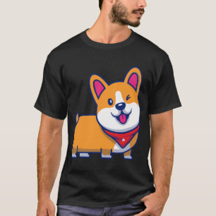 Camiseta Lindo perro Corgi guiñando el ojo con pañuelo rojo