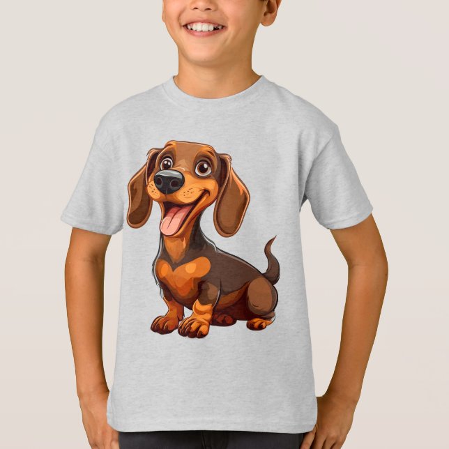 Camiseta Lindo perro dachshund de dibujos animados (Anverso)