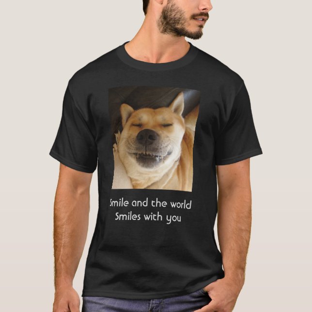 Camiseta lindo perro gracioso sonriendo con eslogan ascende (Anverso)