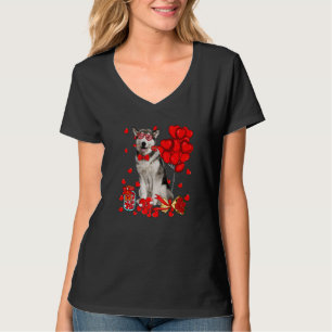 Camiseta Lindo perro Husky Siberiano Corazón Día de San Val
