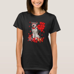 Camiseta Lindo perro husky siberiano corazón día de San Val