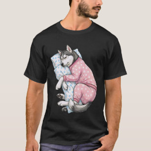 Camiseta Lindo perro Husky Siberiano durmiendo en pijama Ho