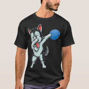 Camiseta Lindo perro Husky Siberiano haciendo Dab Disc Golf