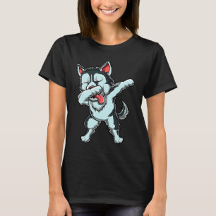 Camiseta Lindo perro husky siberiano haciendo dab para chic