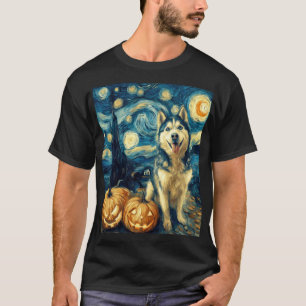 Camiseta Lindo perro Husky Siberiano Halloween Jack O Linte