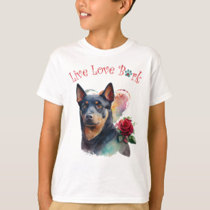 Camiseta Lindo perro Kelpie australiano floral