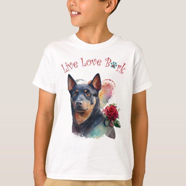 Camiseta Lindo perro Kelpie australiano floral (Anverso)