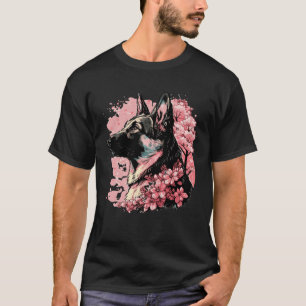 Camiseta Lindo perro pastor alemán flor de cerezo japonés S