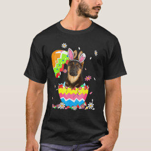 Camiseta Lindo perro pastor alemán mascota caza huevo conej