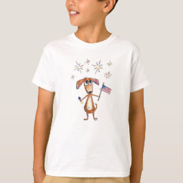 Camiseta Lindo perro patriótico caprichoso con bandera