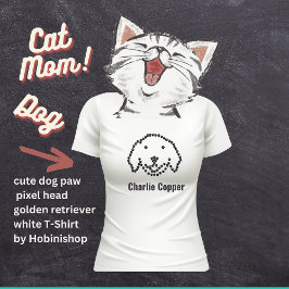 Camiseta lindo perro paw pixel cabeza de oro tirador blanco