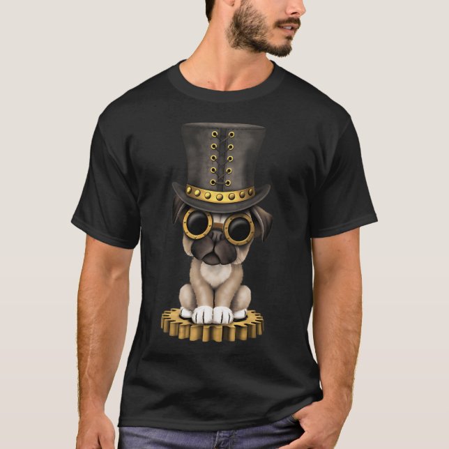 Camiseta Lindo perro pug cachorro steampunk (Anverso)