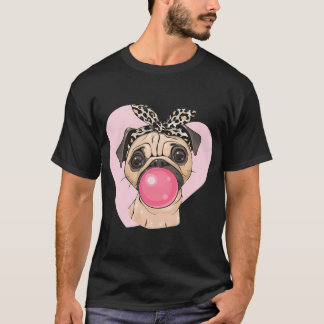 Camiseta Lindo perro pug de dibujos animados niña con un la