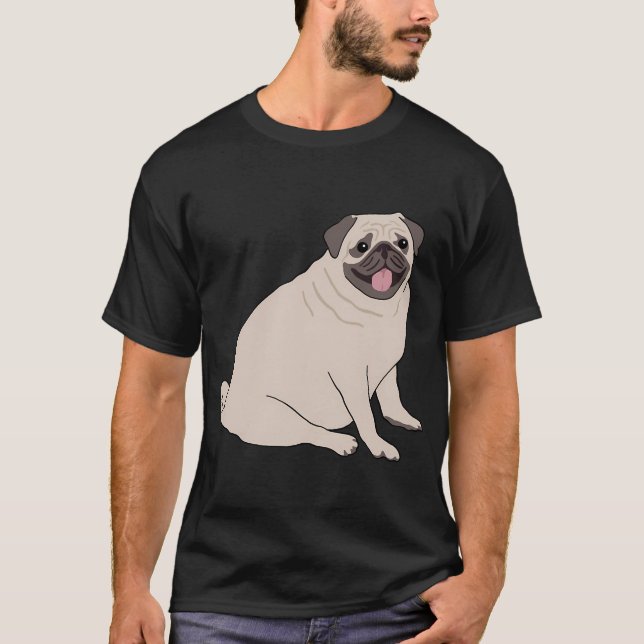Camiseta Lindo perro pug sentado (Anverso)