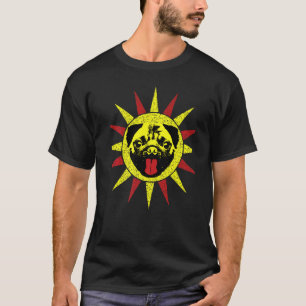 Camiseta Lindo perro pug sonriente retro sol cachorro