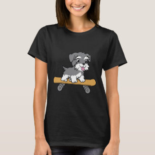 Camiseta Lindo perro schnauzer miniatura patinando schnauz