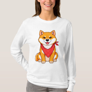Camiseta Lindo perro Shiba Inu de dibujos animados con band