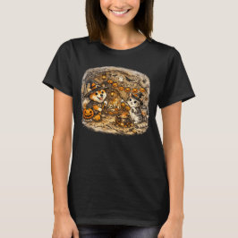 Camiseta Lindo perro y gato de Halloween en una acogedora c
