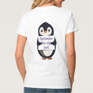 Camiseta Lindo pingüino sosteniendo un cartel para texto pe