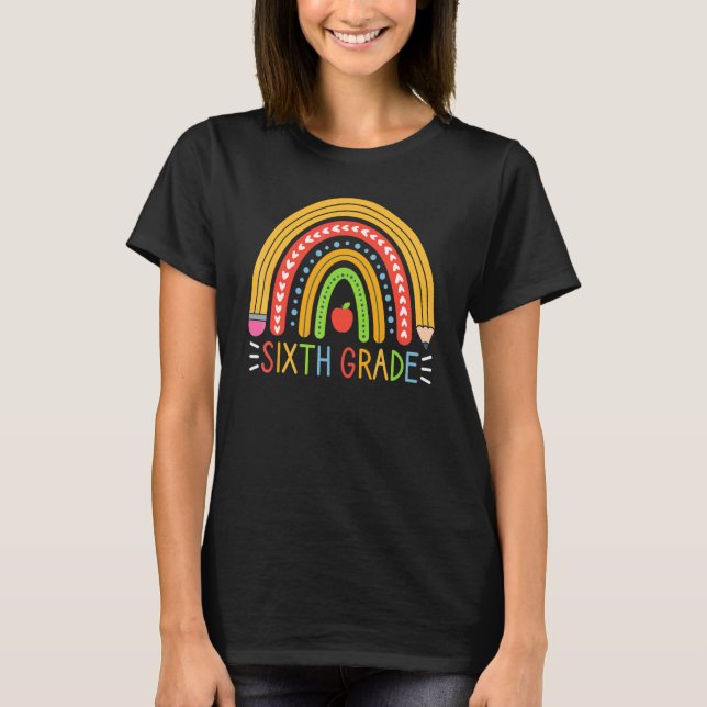 Camiseta Lindo profesor de sexto grado Lápiz Arcoiris Espal (Anverso)