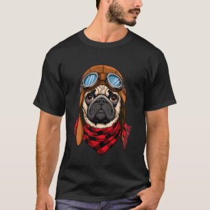 Camiseta Lindo Pug Aviador Piloto Aeronave Perro Mamá Papá 