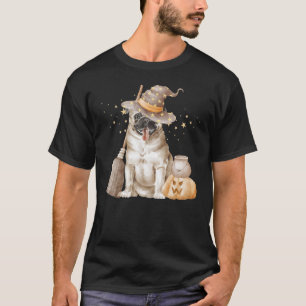 Camiseta Lindo Pug de Halloween Bruja Escoba Perro Mamá Oto