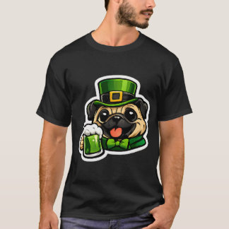 Camiseta Lindo Pug divertido del día de San Patricio bebien