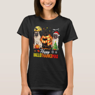 Camiseta Lindo Pug Feliz Hallothanksmas Halloween Día de Ac
