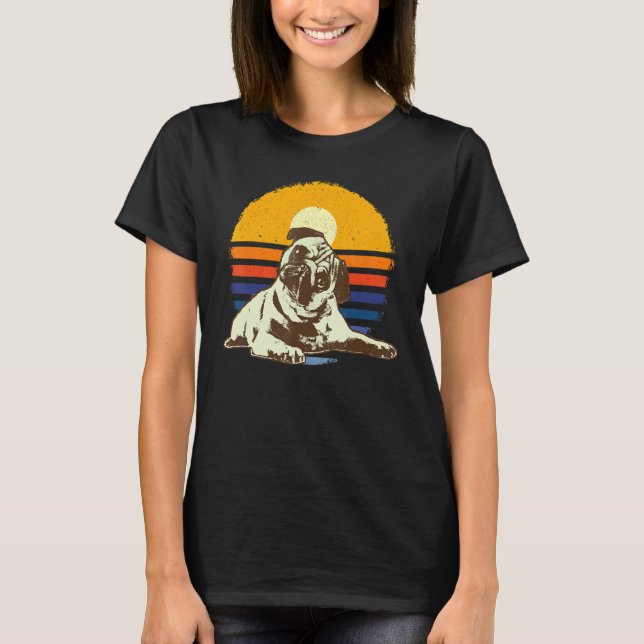 Camiseta Lindo Pug Mops Carlin Raza De Perro Retro (Anverso)
