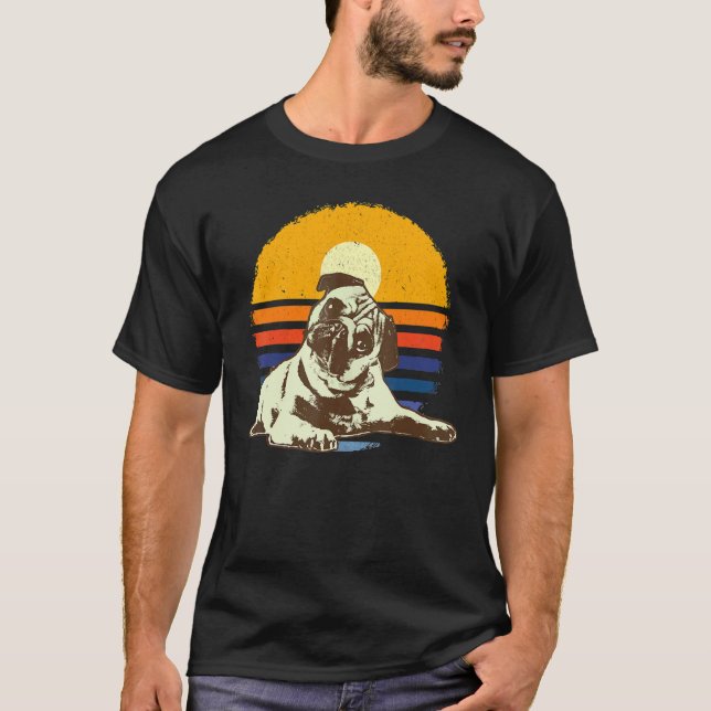 Camiseta Lindo Pug Mops Carlin Raza De Perro Retro (Anverso)