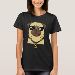 Camiseta Lindo pug rapero perro con blings Hip hop bling pu