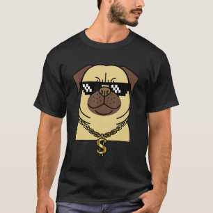 Camiseta Lindo pug rapero perro con blings Hip hop bling pu
