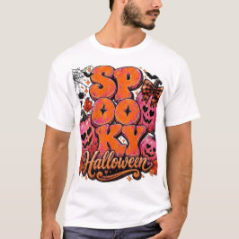Camiseta Lindo Pumpkin de Halloween espeluznante rosa y nar