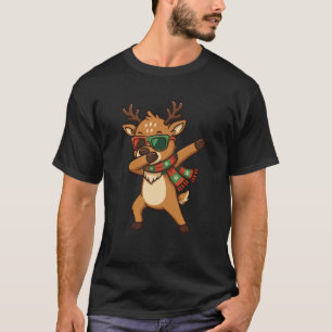 Camiseta Lindo reno haciendo dab con bufanda de Navidad y s