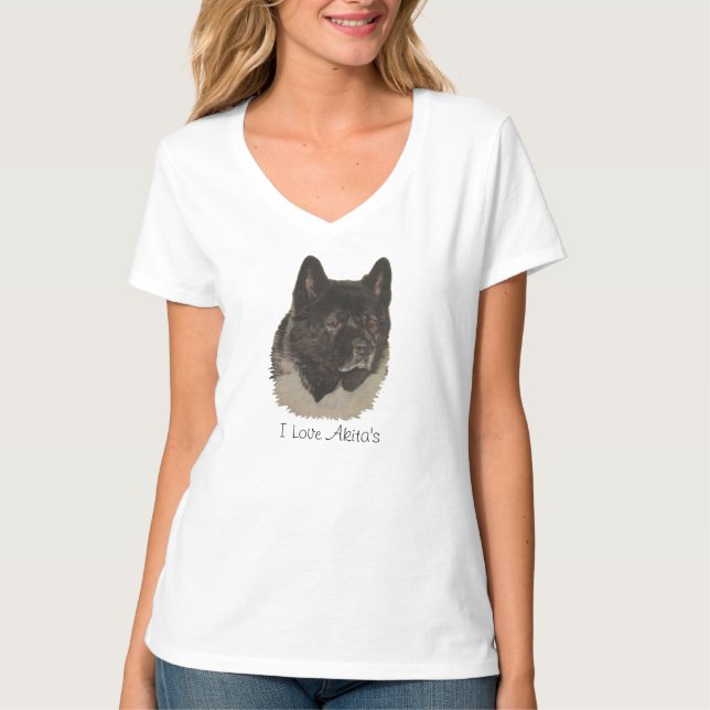 Camiseta lindo retrato japonés de perro akita con eslogan a (Anverso)