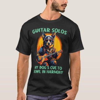 Camiseta Lindo Rockband de Perro con guitarra eléctrica par