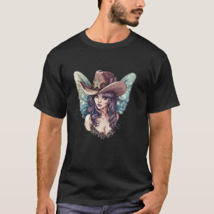 Camiseta Lindo rostro de hada con alas y traje de sombrero