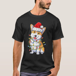 Camiseta Lindo Santa Corgi Luces de árbol de Navidad Xmas N