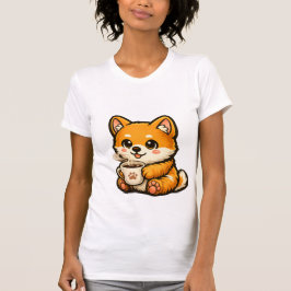 Camiseta Lindo Shiba Inu con Café – Ilustración de Perro Ac