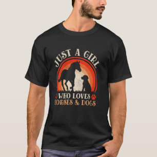 Camiseta Lindo Solo Una Chica Que Ama Caballos Y Perros Muj