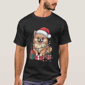 Camiseta Lindo sombrero de Santa Pomerania Navidad Amante d