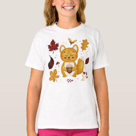 Camiseta Lindo squirrel del bosque con acuarela de bellota
