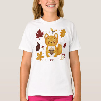 Camiseta Lindo squirrel del bosque con acuarela de bellota