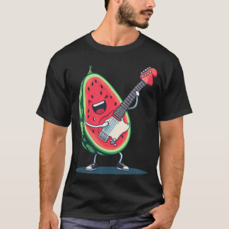 Camiseta Lindo Traje De Sandía De Rock Con Guitarra Eléctri