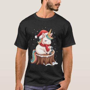 Camiseta Lindo Unicornio con Bufanda Navidad Xmas Fiesta Ca