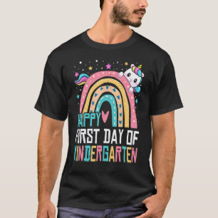 Camiseta Lindo Unicornio de Arcoíris Primer Día de Jardín d