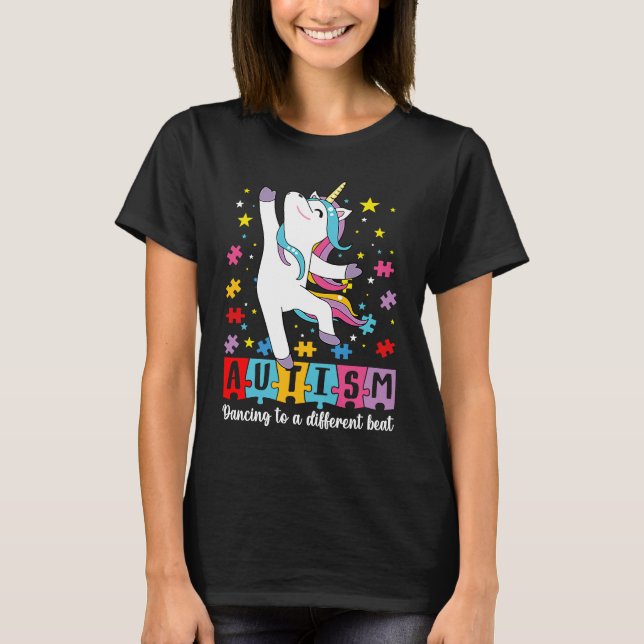 Camiseta Lindo Unicornio de Dabbing Autismo Bailando Al Rit (Anverso)